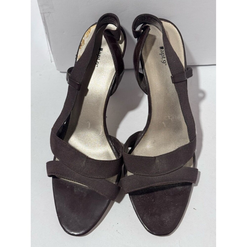 Apt. 9 Size 7 Womens Dark Brown Elastic Strap Heeled Sandals